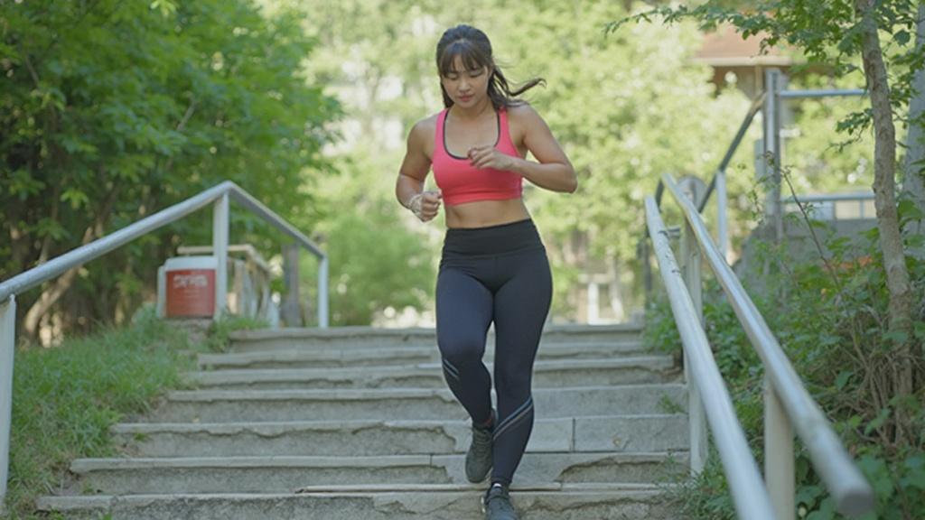 계단 오르기 무릎에 긍정적인 접근법으로 건강한 습관 만들기